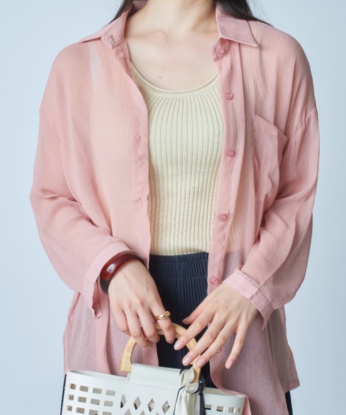 MAISON BREEZE（メゾンブリーズ）の「【MAISON BREEZE】楊柳シフォンシアーカラーシャツ SCCH164（シャツ/ブラウス・レディース・ホワイト/グリーン/ピンク・FREE）」の10枚目の写真