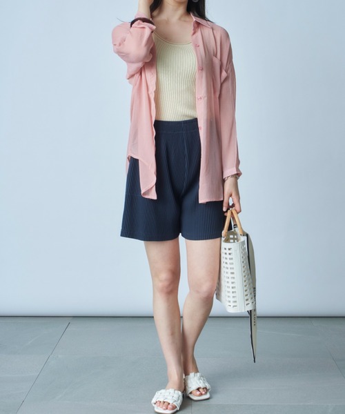 MAISON BREEZE（メゾンブリーズ）の「【MAISON BREEZE】楊柳シフォンシアーカラーシャツ SCCH164（シャツ/ブラウス・レディース・ホワイト/グリーン/ピンク・FREE）」の8枚目の写真