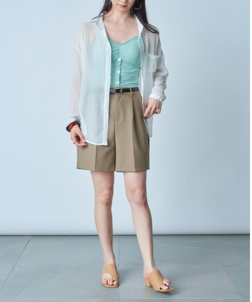 MAISON BREEZE（メゾンブリーズ）の「【MAISON BREEZE】楊柳シフォンシアーカラーシャツ SCCH164（シャツ/ブラウス・レディース・ホワイト/グリーン/ピンク・FREE）」の20枚目の写真