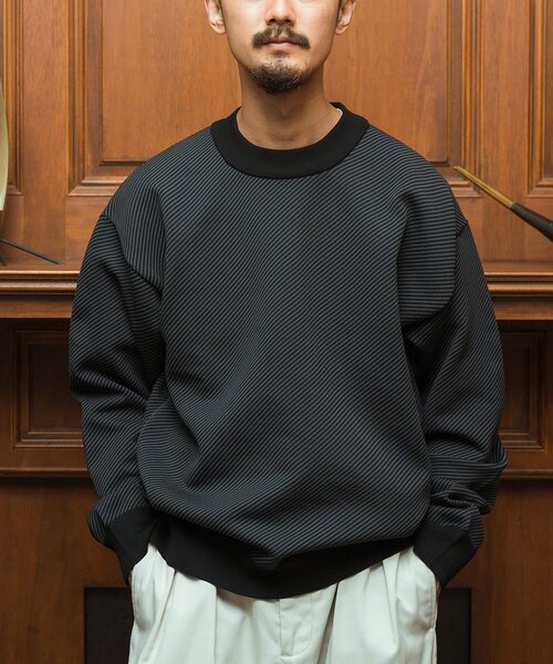 EDIFICE SELECT（エディフィスセレクト）の「スポンディッシュ リラックス モックネック ニット(ツイル)（ニット/セーター・メンズ・ベージュ/ネイビー/ブラウン/グレー/グリーン・SMALL/MEDIUM/LARGE）」の2枚目の写真