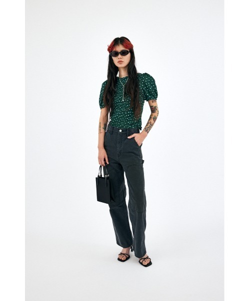 MOUSSY(マウジー)の「HW DOUBLE KNEE STRAIGHT(デニムパンツ・レディース・オフホワイト/ライトブラック・1/2/0)」の17枚目の写真