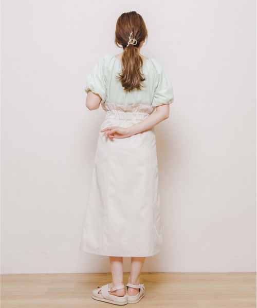 flower(フラワー)の「ウェストフリルフレアスカート(スカート・レディース・グリーン/アイボリー・FREE)」の5枚目の写真