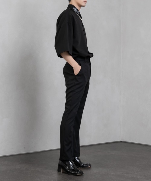 Adoon plain(アドーンプレーン)の「【Adoon plain】美シルエットフレアパンツ(スラックス・メンズ・ライトグレー/ブラック/ダークグリーン/ダークブルー・SMALL/MEDIUM/LARGE)」の6枚目の写真