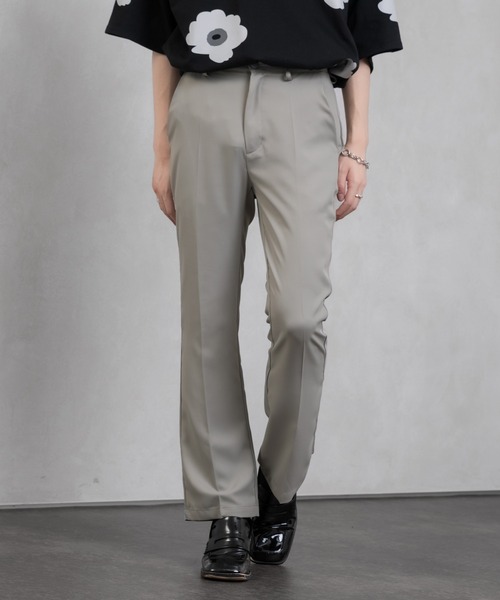 Adoon plain(アドーンプレーン)の「【Adoon plain】美シルエットフレアパンツ(スラックス・メンズ・ライトグレー/ブラック/ダークグリーン/ダークブルー・SMALL/MEDIUM/LARGE)」の14枚目の写真