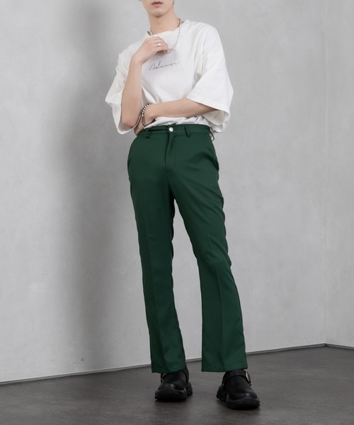 Adoon plain(アドーンプレーン)の「【Adoon plain】美シルエットフレアパンツ(スラックス・メンズ・ライトグレー/ブラック/ダークグリーン/ダークブルー・SMALL/MEDIUM/LARGE)」の17枚目の写真