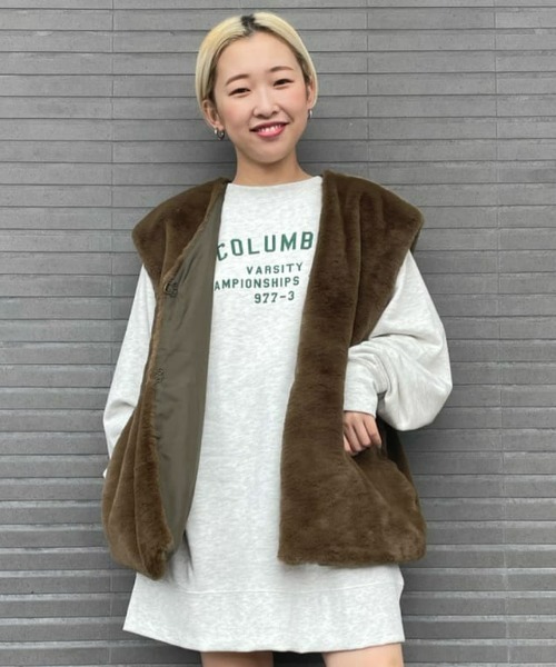 Right-on（ライトオン）の「ファーベスト（ベスト・メンズ・オフホワイト/ベージュ/ブラウン・M/L/XL）」の2枚目の写真