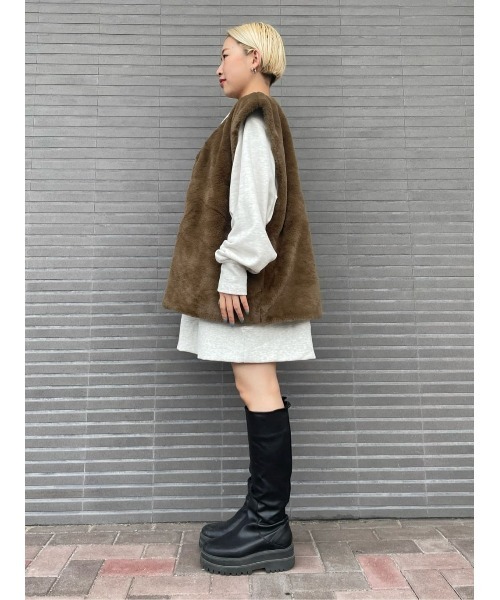 Right-on（ライトオン）の「ファーベスト（ベスト・メンズ・オフホワイト/ベージュ/ブラウン・M/L/XL）」の15枚目の写真