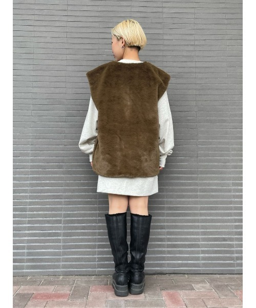 Right-on（ライトオン）の「ファーベスト（ベスト・メンズ・オフホワイト/ベージュ/ブラウン・M/L/XL）」の16枚目の写真