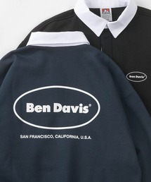 BEN DAVIS（ベンデイビス）の「【BEN DAVIS/ベンデイビス】サークルネーム刺繍 ラガーシャツ/ ラグビーシャツ/ICE SHOP　LOGO/ビッグシルエット/裏起毛（ポロシャツ・メンズ）」