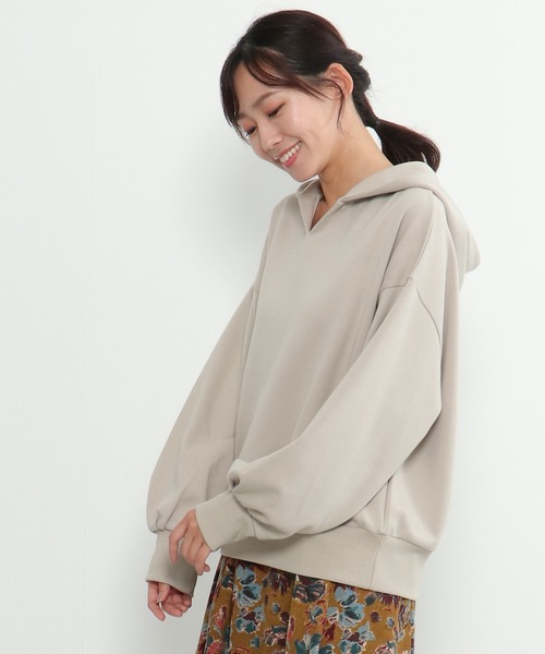 LBC(エルビーシー)の「ショートフードプルオーバー(パーカー・レディース・ライトグレー/チャコールグレー/パープル・M/L)」の5枚目の写真