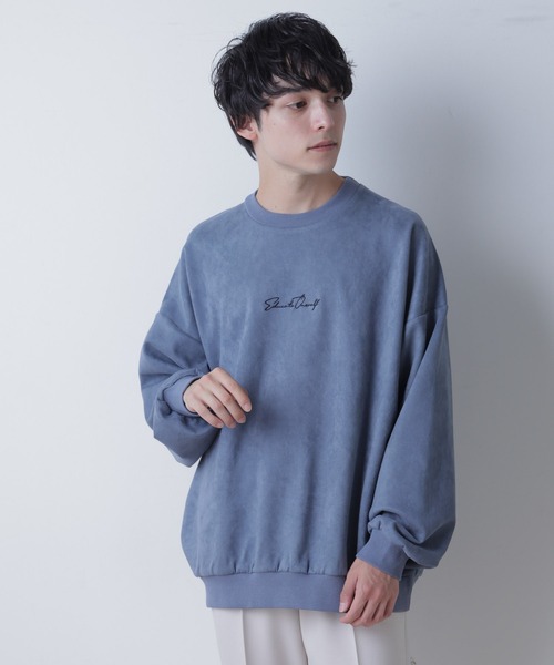 WEGO（ウィゴー）の「WEGO/フェイクスウェードロゴ刺繍プルオーバー（スウェット・メンズ・ライトブラウン/グレー/ブルー・MEDIUM/LARGE）」の3枚目の写真