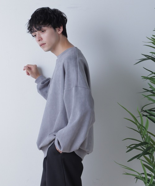 WEGO（ウィゴー）の「WEGO/フェイクスウェードロゴ刺繍プルオーバー（スウェット・メンズ・ライトブラウン/グレー/ブルー・MEDIUM/LARGE）」の4枚目の写真