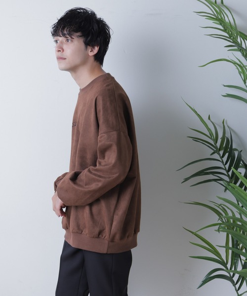 WEGO（ウィゴー）の「WEGO/フェイクスウェードロゴ刺繍プルオーバー（スウェット・メンズ・ライトブラウン/グレー/ブルー・MEDIUM/LARGE）」の9枚目の写真