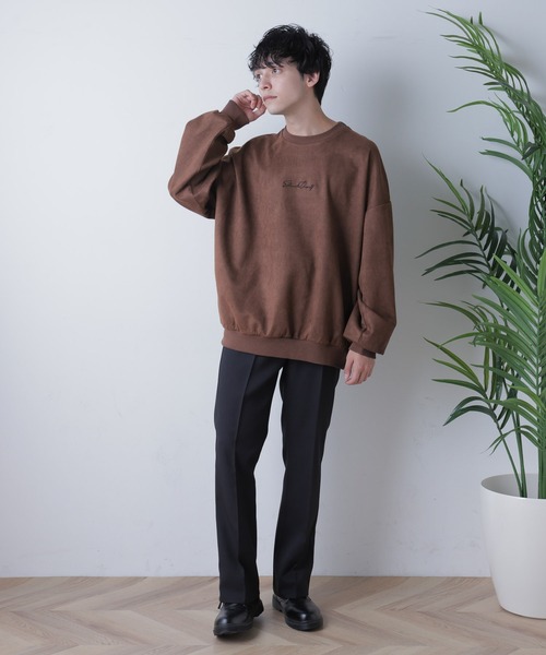 WEGO（ウィゴー）の「WEGO/フェイクスウェードロゴ刺繍プルオーバー（スウェット・メンズ・ライトブラウン/グレー/ブルー・MEDIUM/LARGE）」の11枚目の写真