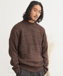 モックネック ワッフル畦編み ニット セーター