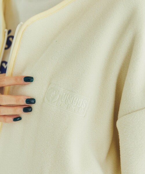 DISCUS ATHLETIC（ディスカス　アスレチック）の「DISCUS ATHLETIC（ディスカス アスレチック）フリースVネックジップカーディガン（カーディガン/ボレロ・レディース・ダークグリーン/オフホワイト/レンガ・M/L）」の10枚目の写真