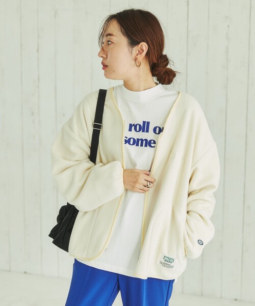 DISCUS ATHLETIC（ディスカス　アスレチック）の「DISCUS ATHLETIC（ディスカス アスレチック）フリースVネックジップカーディガン（カーディガン/ボレロ・レディース・ダークグリーン/オフホワイト/レンガ・M/L）」の11枚目の写真