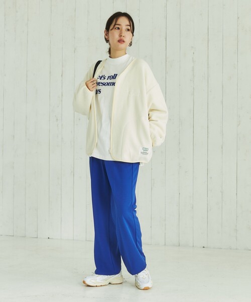 DISCUS ATHLETIC（ディスカス　アスレチック）の「DISCUS ATHLETIC（ディスカス アスレチック）フリースVネックジップカーディガン（カーディガン/ボレロ・レディース・ダークグリーン/オフホワイト/レンガ・M/L）」の12枚目の写真