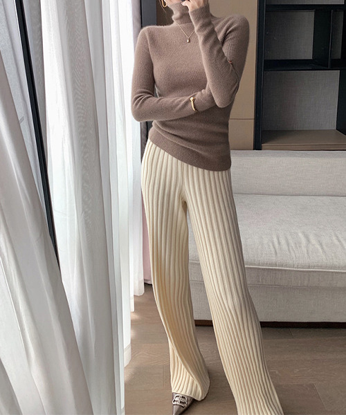 c.u.l（シーユーエル）の「フレアリブニットパンツ culw314（その他パンツ・レディース・アイボリー/カーキ/ブラック/ブラウン・FREE）」の17枚目の写真