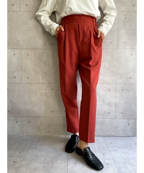 HEILIS（ヘイリス）の「センタープレステーパードパンツ / テーパードパンツ イージーパンツ センタープレス ウエストゴム（その他パンツ・レディース・キャメル/テラコッタ/ブラック/ネイビー/グリーン・M/L）」の3枚目の写真