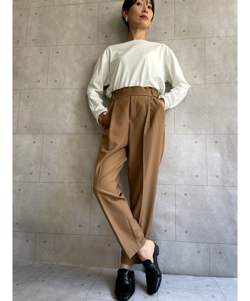 HEILIS（ヘイリス）の「センタープレステーパードパンツ / テーパードパンツ イージーパンツ センタープレス ウエストゴム（その他パンツ・レディース・キャメル/テラコッタ/ブラック/ネイビー/グリーン・M/L）」の6枚目の写真