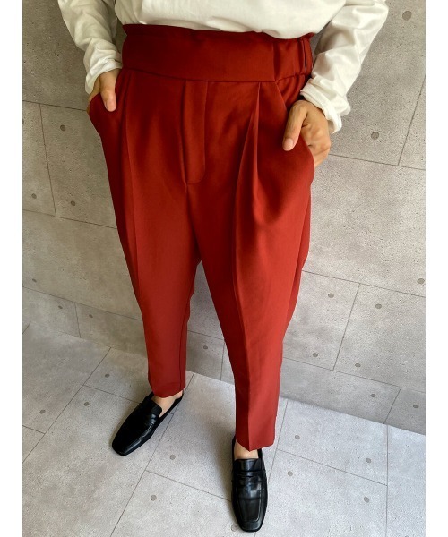 HEILIS（ヘイリス）の「センタープレステーパードパンツ / テーパードパンツ イージーパンツ センタープレス ウエストゴム（その他パンツ・レディース・キャメル/テラコッタ/ブラック/ネイビー/グリーン・M/L）」の7枚目の写真