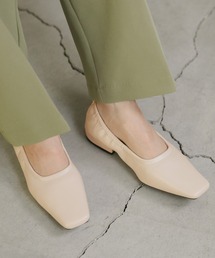 フェイクレザースクエアトゥパンプス