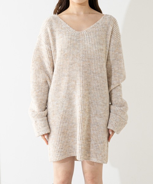 Chico(チコ)の「MIXVネックルーズニット(ニット/セーター・レディース・チャコールグレー/アイボリー/パープル/グリーン・FREE)」の20枚目の写真