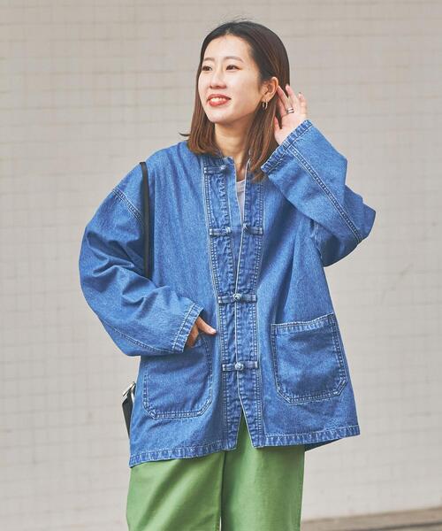 coen（コーエン）の「チャイナデニムカバーオール（カバーオール・レディース・コバルトブルー/ナチュラル・M/L）」の5枚目の写真