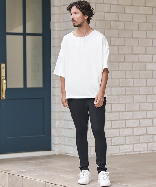 CAMBIO(カンビオ)の「mt8146-ルーズシルエットパイルヘンリーネックカットソー(Tシャツ/カットソー・メンズ・ホワイト/ブラック/グレー・S/M/L)」の10枚目の写真