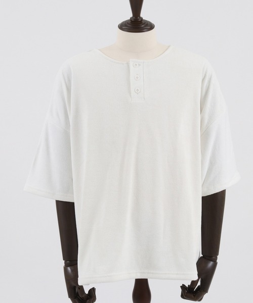 CAMBIO(カンビオ)の「mt8146-ルーズシルエットパイルヘンリーネックカットソー(Tシャツ/カットソー・メンズ・ホワイト/ブラック/グレー・S/M/L)」の16枚目の写真