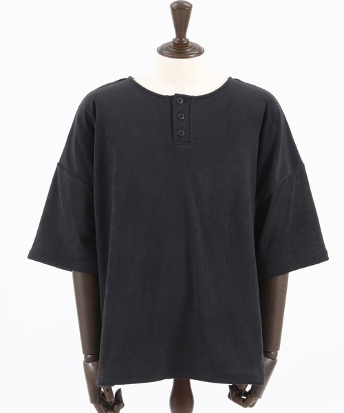 CAMBIO(カンビオ)の「mt8146-ルーズシルエットパイルヘンリーネックカットソー(Tシャツ/カットソー・メンズ・ホワイト/ブラック/グレー・S/M/L)」の19枚目の写真