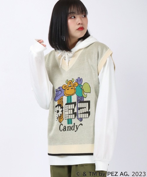 Salong hameu(サロン ハミュー)の「PEZ(ペッツ)キャラクタージャガードニットベスト(ニット/セーター・レディース・オフホワイト/ブルー/ブラック・L/M)」の20枚目の写真