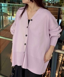 ebure　コットンカシミヤ　ローゲージカーディガン　幅広短丈　ピンク　ゆったり ebureコットンカシミヤローゲージカーディガン幅広短丈ピンク