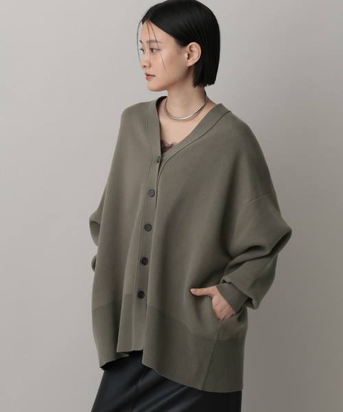 Apartby スウェットライクスポンジニットBIGカーディガン 春　羽織り A part by（アパートバイ） カーディガン お気に入り1.8万人超え