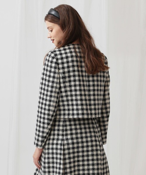 DEICY（デイシー）の「ツィ―ドショートジャケット（ノーカラージャケット・レディース・オフホワイト/ブラック系その他・FREE）」の10枚目の写真