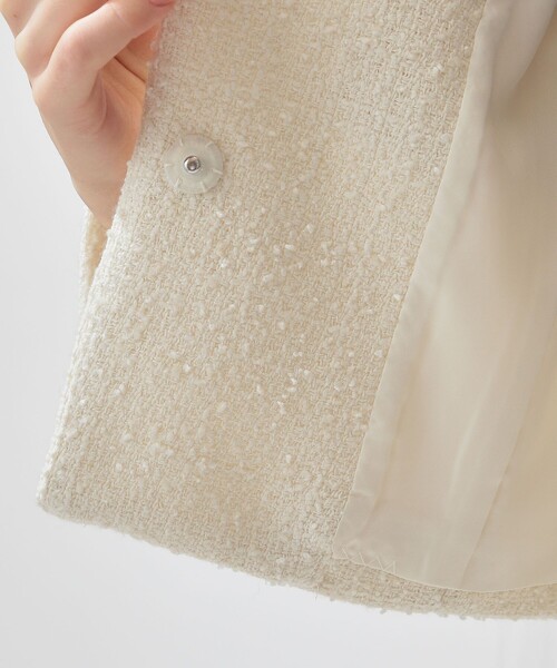 DEICY（デイシー）の「ツィ―ドショートジャケット（ノーカラージャケット・レディース・オフホワイト/ブラック系その他・FREE）」の17枚目の写真