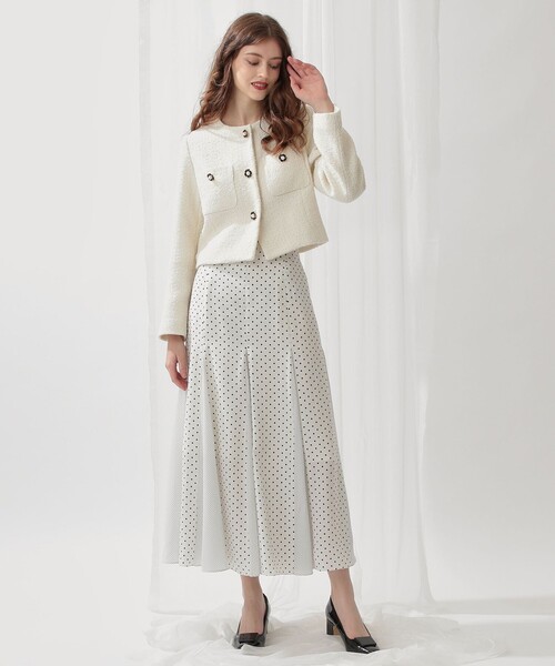 DEICY（デイシー）の「ツィ―ドショートジャケット（ノーカラージャケット・レディース・オフホワイト/ブラック系その他・FREE）」の9枚目の写真