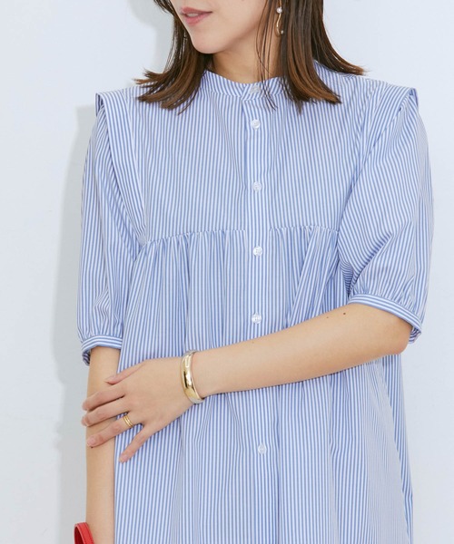 VIS(ビス)の「【前後2WAY】ボリュームスリーブチュニックブラウス(シャツ/ブラウス・レディース・ブラック/ベージュ系その他/ブルー系その他4/ホワイト・FREE)」の8枚目の写真