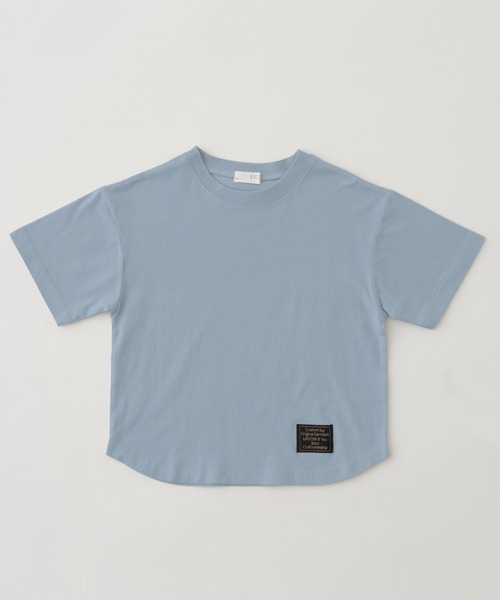 b・ROOM（ビールーム）の「【型崩れしないやわらかコットン】ラウンドヘムTシャツ（Tシャツ/カットソー・キッズ・イエロー/ネイビー/パープル/ミント/モカ/チャコール/アイボリー/ブルーグレー・100cm/110cm/120cm/130cm/140cm/150cm）」の3枚目の写真