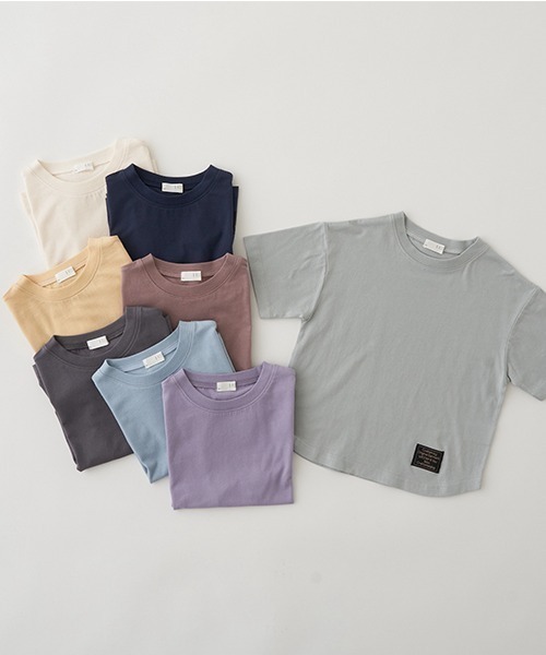 b・ROOM（ビールーム）の「【型崩れしないやわらかコットン】ラウンドヘムTシャツ（Tシャツ/カットソー・キッズ・イエロー/ネイビー/パープル/ミント/モカ/チャコール/アイボリー/ブルーグレー・100cm/110cm/120cm/130cm/140cm/150cm）」の16枚目の写真