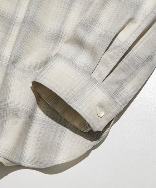 PUBLIC TOKYO（パブリックトウキョウ）の「TWチェックリラックスオーバーシャツ（シャツ/ブラウス・メンズ・ネイビー/グレー/ベージュ・1/2）」の10枚目の写真
