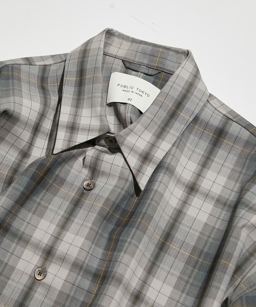 PUBLIC TOKYO（パブリックトウキョウ）の「TWチェックリラックスオーバーシャツ（シャツ/ブラウス・メンズ・ネイビー/グレー/ベージュ・1/2）」の8枚目の写真