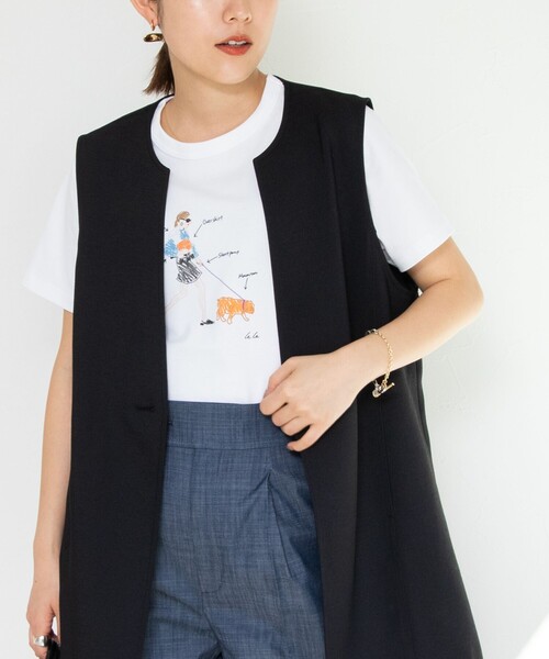 NOLLEY’S(ノーリーズ)の「Parisienne Tシャツ(Tシャツ/カットソー・レディース・キナリ/ホワイト/オフホワイト/ホワイト系その他5/ホワイト系その他4/ネイビー・38)」の2枚目の写真