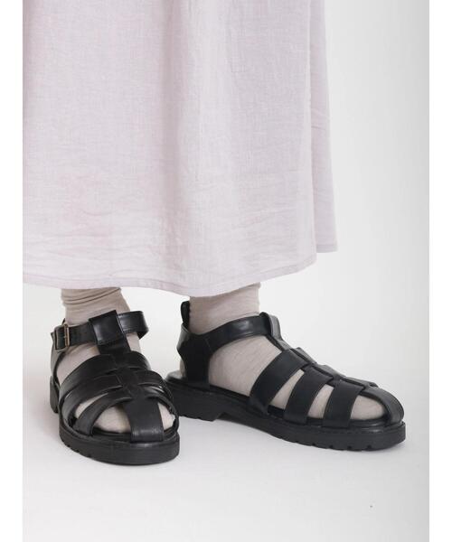 Samansa Mos2（サマンサ モスモス）の「厚底グルカサンダル（サンダル・レディース・ブラック/オフホワイト・MEDIUM/LARGE）」の4枚目の写真