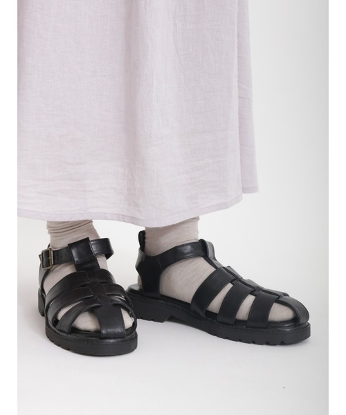 Samansa Mos2（サマンサ モスモス）の「厚底グルカサンダル（サンダル・レディース・ブラック/オフホワイト・MEDIUM/LARGE）」の2枚目の写真