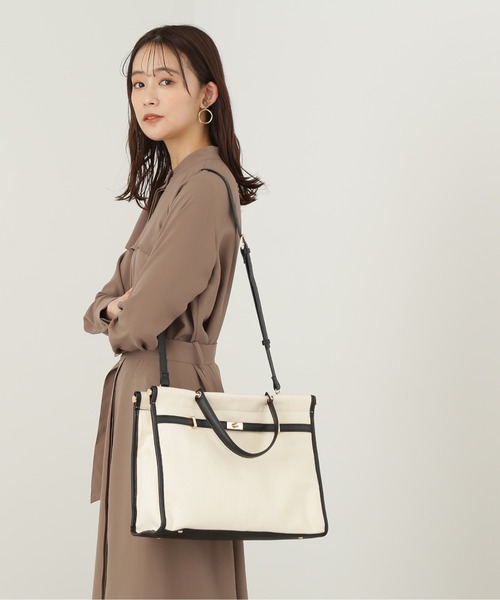 N.(N. Natural Beauty Basic)(エヌエヌナチュラルビューティーベーシック)の「◆ベルト付A4トートバッグ(トートバッグ・レディース・ホワイト/ブラウン・フリ-)」の8枚目の写真