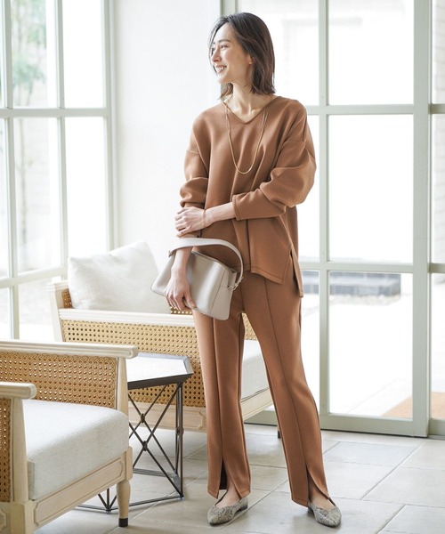 Elura(エルーラ)の「やわらかタッチセットアップ(ワンピース・レディース・ネイビー/ブラウン/ピンクベージュ・SMALL/MEDIUM/LARGE)」の6枚目の写真