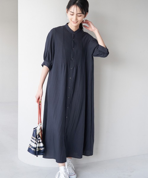 ROPE' PICNIC（ロペピクニック）の「ピンタックワンピース（ワンピース・レディース・ベージュ/チャコールグレー/ライトグリーン/ネイビー・38）」の4枚目の写真