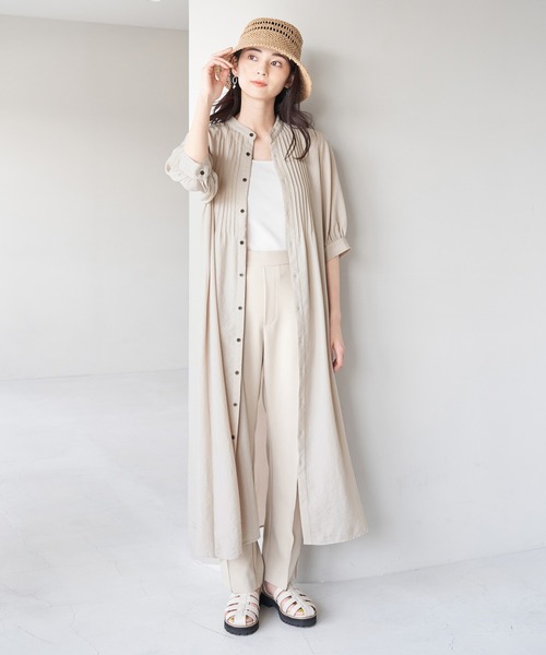 ROPE' PICNIC（ロペピクニック）の「ピンタックワンピース（ワンピース・レディース・ベージュ/チャコールグレー/ライトグリーン/ネイビー・38）」の16枚目の写真